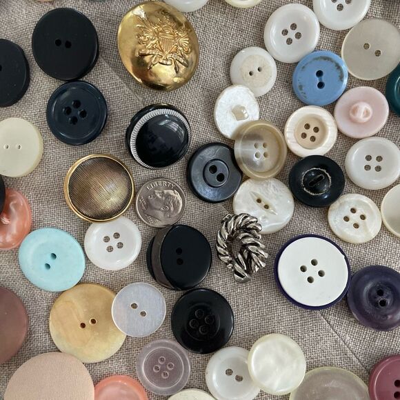 Vintage 164 Lot of Spare Buttons Metal Pastel Rhinestone Crest Assortment - Picture 2 of 13